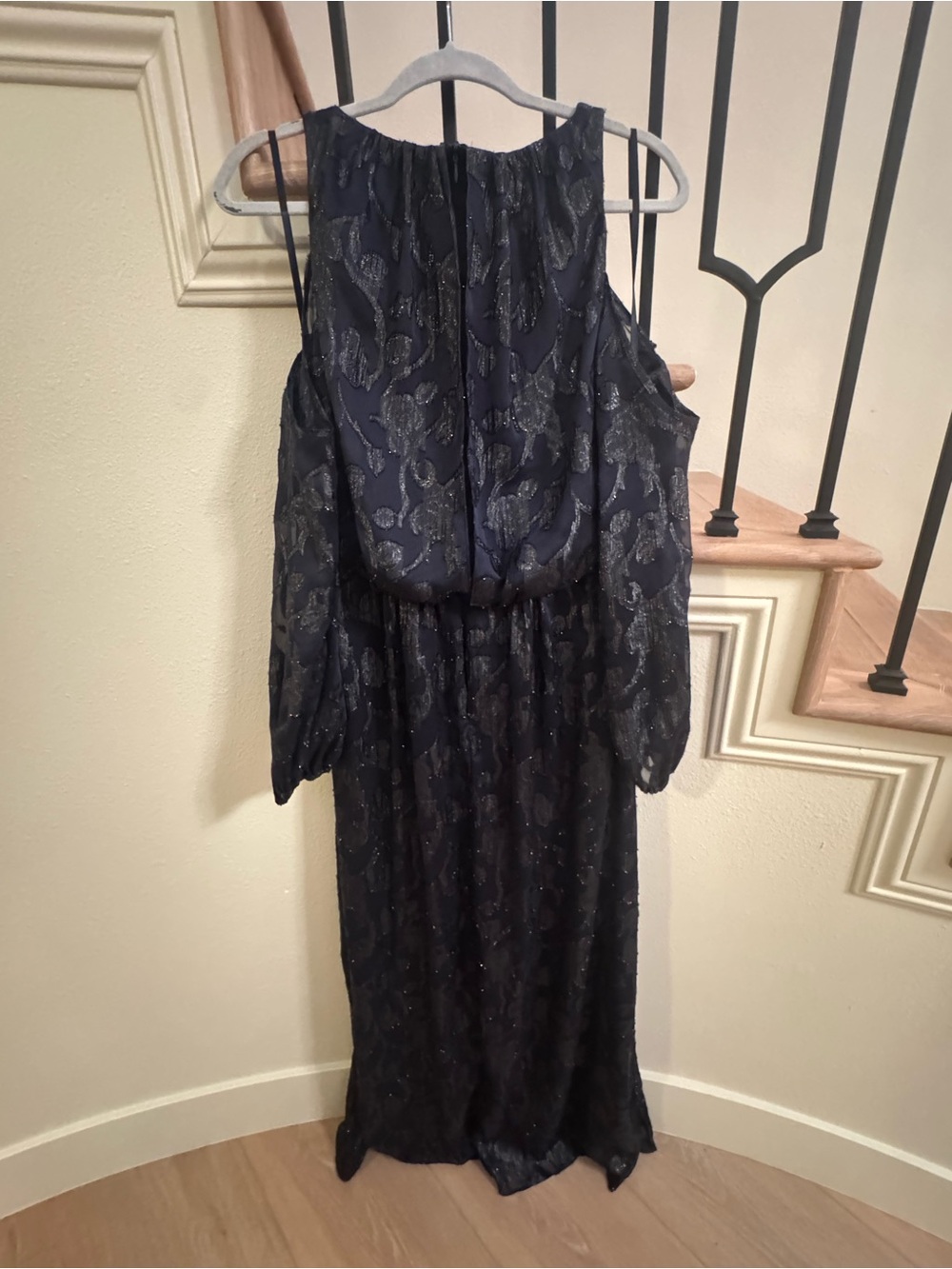 Ralph Lauren Navy Cold-Shoulder Lace Maxi Dress - Picture 3 of 9